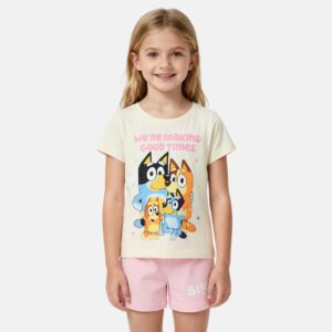 Bluey Set T-Shirt & kurze Hose rosa